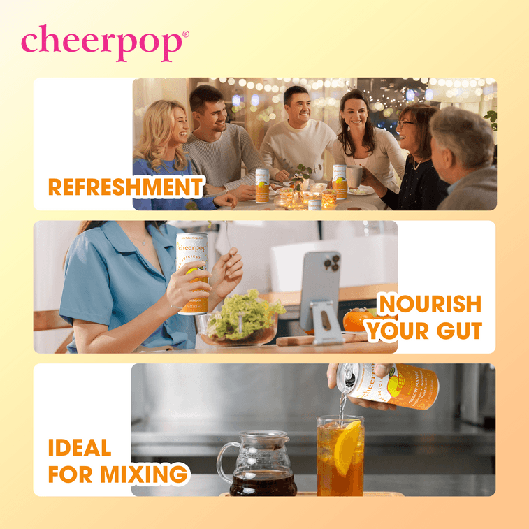 Cheerpop Yellow Mango Sparkling Fruit Juice Blend – Prebiotic, Probiotic & Postbiotic Functional Beverage – Real Fruit Juice – Gluten Free – No Caffeine – 11 Fl Oz – Pack Of 12 5