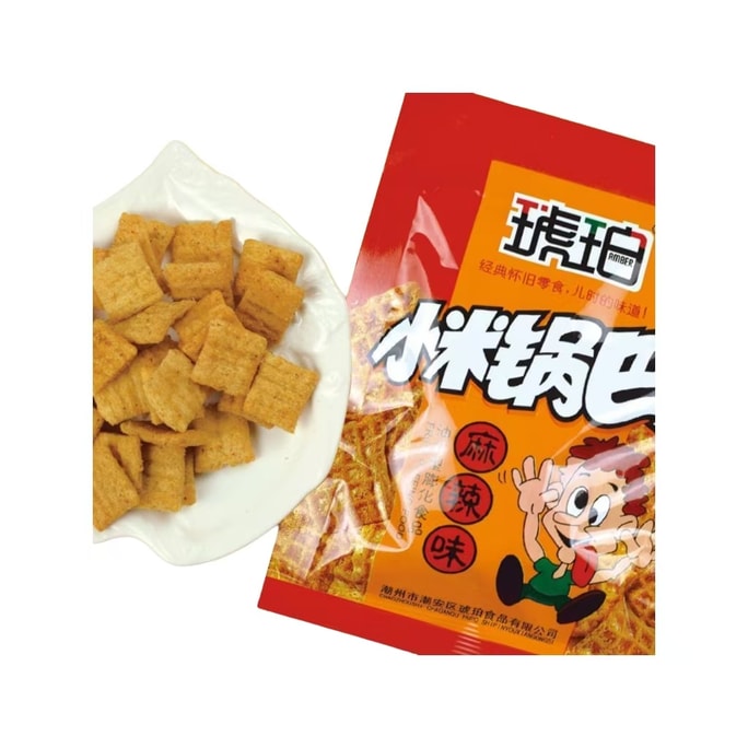 琥珀 小米锅巴袋装小零食90后童年怀旧小时候宿舍耐吃休闲食品解馋小吃麻辣味6包约120g
