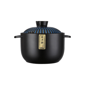 Ceramic Cooking Pot Donabe Clay Pot Blue Lid 6L