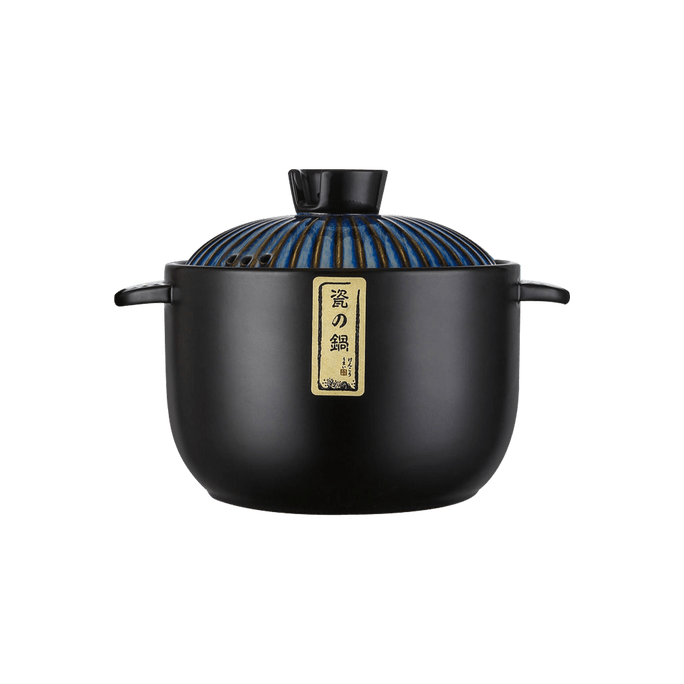 Ceramic Cooking Pot Donabe Clay Pot Blue Lid 6L