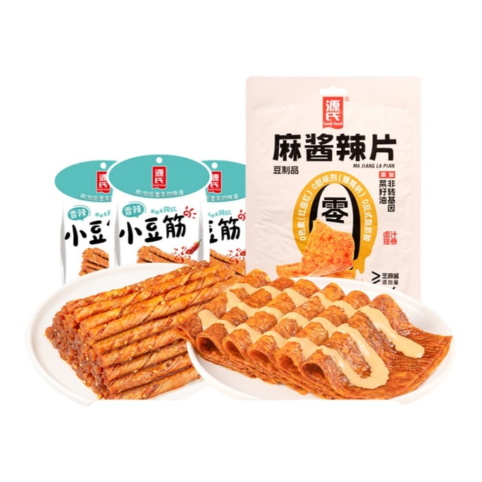 【中國直郵】源氏 麻醬辣片108g*1包(送小豆筋30g*3)辣條饞嘴小點心 休閒食品小吃 辣味豆製品