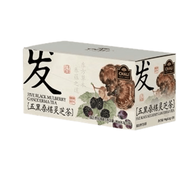 【中国直送】ChaLi 五黒桑霊芝茶、黒クコの実、黄耆、イチジク配合ハーブティーバッグ、オフィス/家庭用フルーツティー、90g
