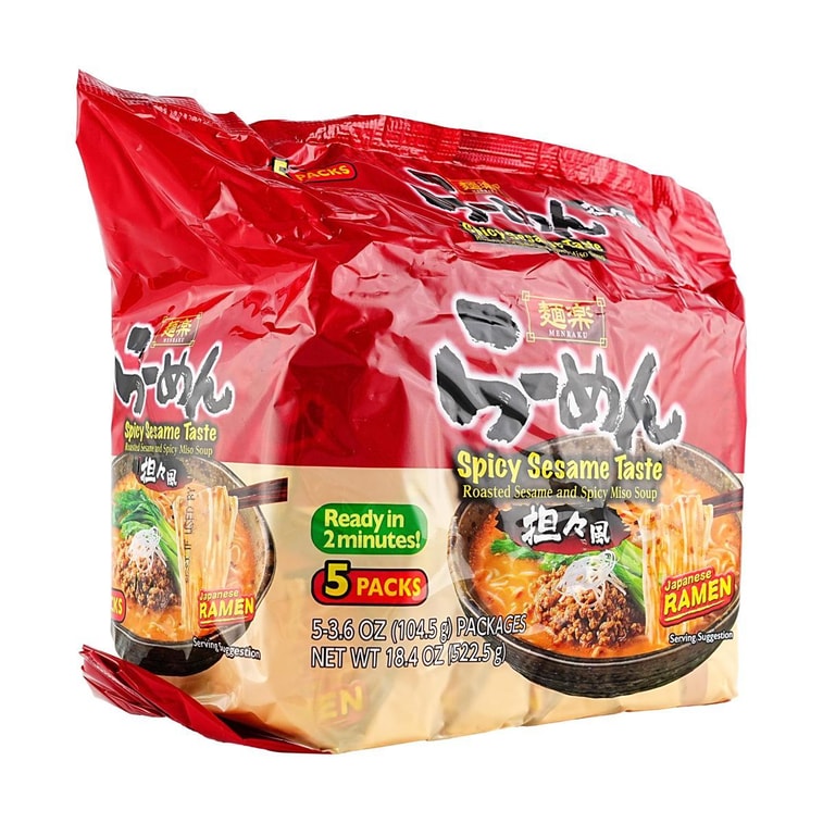 멘라쿠 일본 라면 - 즉석면, 매콤한 참깨맛 - 구운 참깨와 매콤한 된장국, 5개입, 510g 7