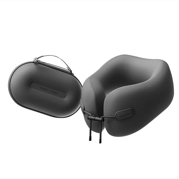 Compact Travel Neck Pillow – EC3, Black, Memory Foam U-Shape, Foldable & Portable, Breathable Washable Cover, Anti-Fall Support – For Airplane, Train, Office, Home, 1 Pack