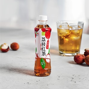 NAYUKI'S TEA Lychee Black Tea Fruit Juice Tea Drink, Low Sugar & Low Calorie, 15.22 fl oz