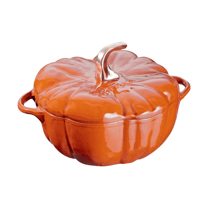 法国STAUB珐宝 铸铁珐琅锅南瓜锅 搪瓷锅汤锅煲汤焖烧锅无涂层 焦橙色 3.5Qt【微压锅更入味】
