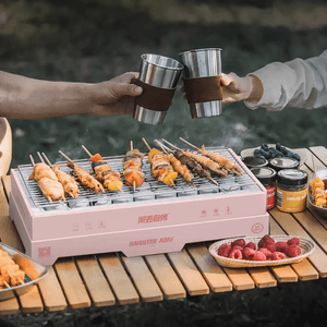 Adiu阿丢自烤 一次性烧烤炉 户外烧烤架露营炊具 粉色经典款