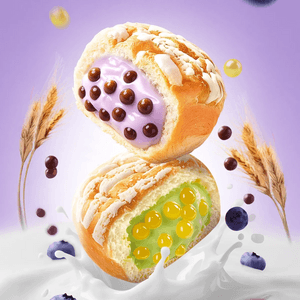 Popping Pearl Lava Pineapple Buns Bread,Blueberry Chocolate+Lime Flavor,6p, 14.81 oz