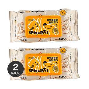 WizzPet 히알루론산 SPA 물티슈 반려동물용, 80개입, 고양이 및 강아지용 *2【2팩】