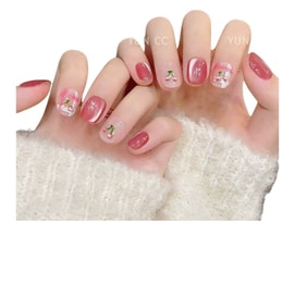 Pure handmade nail art high-quality finished cat's eye short nail patch cherry balls XS10 pieces *1 box