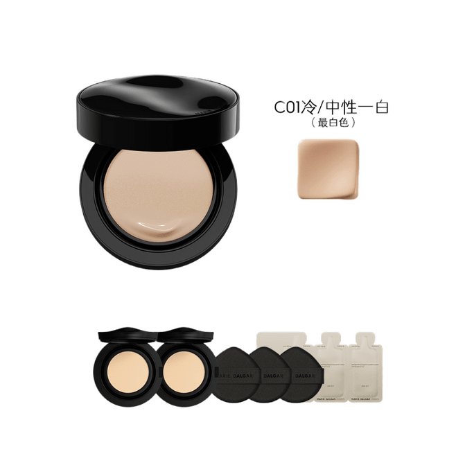 【中国直邮】 玛丽黛佳Marie Dalgar 种籽气垫 贴肤持妆 C01 正装15g+2个替换装30g 侯明昊同款