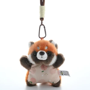 フローラルファブリックランヤード香付きビーンバッグぬいぐるみソフトキュートぬいぐるみチャームアライグマキーホルダー 1パック