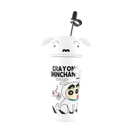 Co-branded with Crayon Shinchan, Straw Cup Ice Cup Large Capacity Insulated Cup, Dumbfounded Little White, 20.29 fl oz