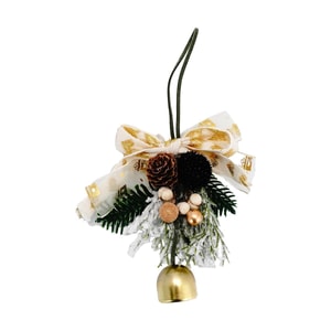 White Heart Bow Bell Charm 0.81oz, Christmas Decoration Keychain Holiday Ornament