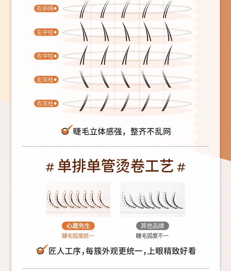 心愿先生 MR.WISH 懒人三部曲系列免胶假睫毛#双尖小羊角 1盒