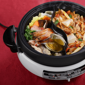 日本ZOJIRUSHI象印 多功能烧烤鸳鸯电火锅 火锅烧烤两用 一锅双盘 #白色 EP-PFC20