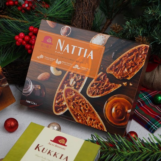 日本AKAIBOHSHI红帽子 坚果船饼干礼盒 香草杏仁味+枫糖椰子味+焦糖坚果味 12枚 104.4g【醇香酥脆】【点心伴手礼】