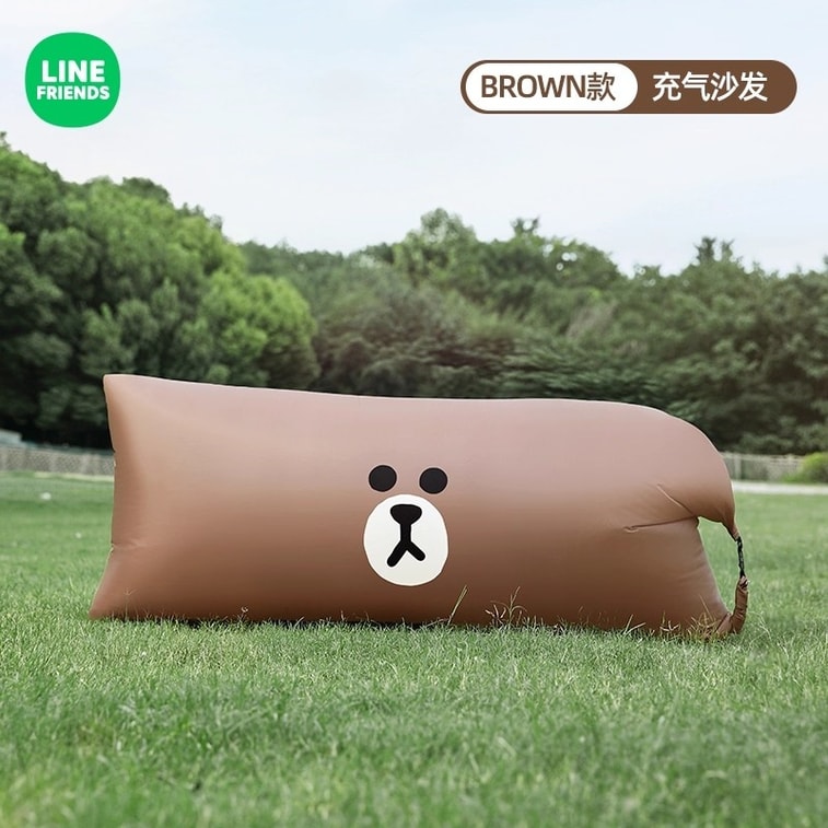 【中国直邮】 日本 LINE FRIENDS 充气沙发户外露营便携沙发便携充气椅可躺可睡 BROWN款 1个 4