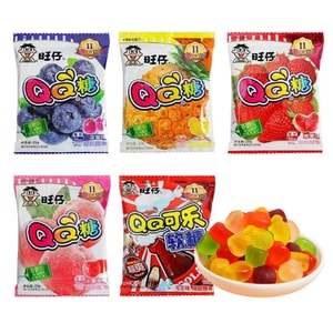  台湾 旺旺 QQ糖果汁橡皮糖 荔枝味草莓味菠萝味蓝莓味可乐味混合口味 5袋装(17g*2袋+20g*3袋)