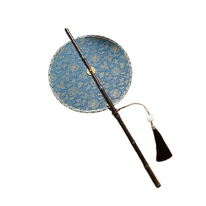 【中国直邮】FOXTAIL  紫竹可卷可折叠古风扇子 国风送礼 生日礼物 闺蜜送礼 小缠连枝圆形 1件丨*预计到达时间3-4周