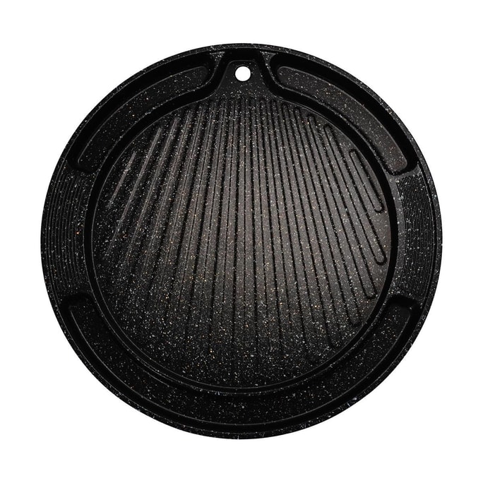 둥근 그릴 팬, 한국식 바비큐, 눌러붙지 않고 고르게 열 전달, 34cm (13.7인치)