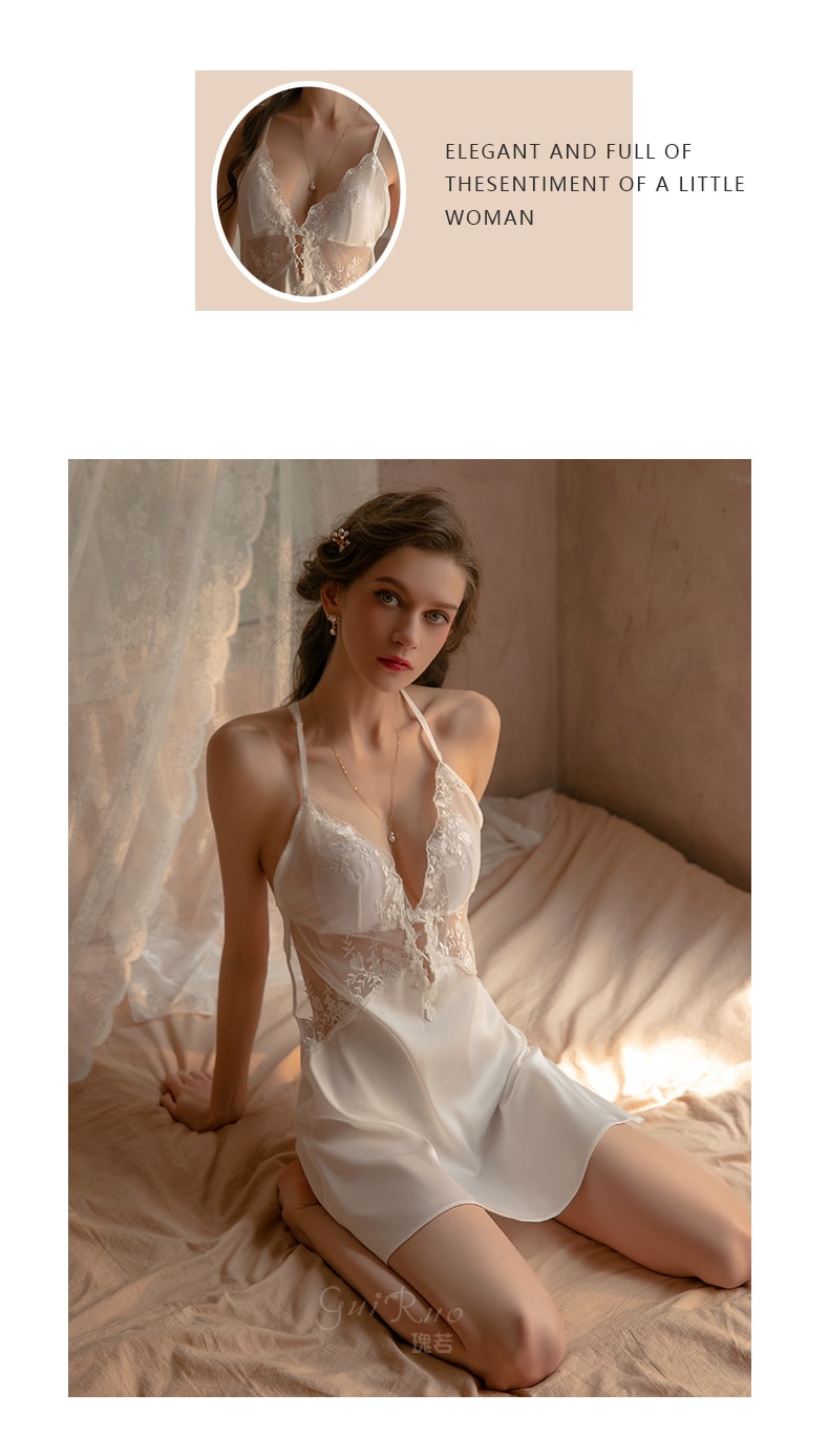 【中國直郵】 瑰若 情趣內衣 性感露背吊帶睡裙 黑色 M碼