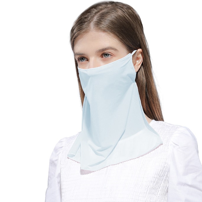 Sunscreen Veil Summer Breathable Ice Silk Face Shield Face Mask Blue
