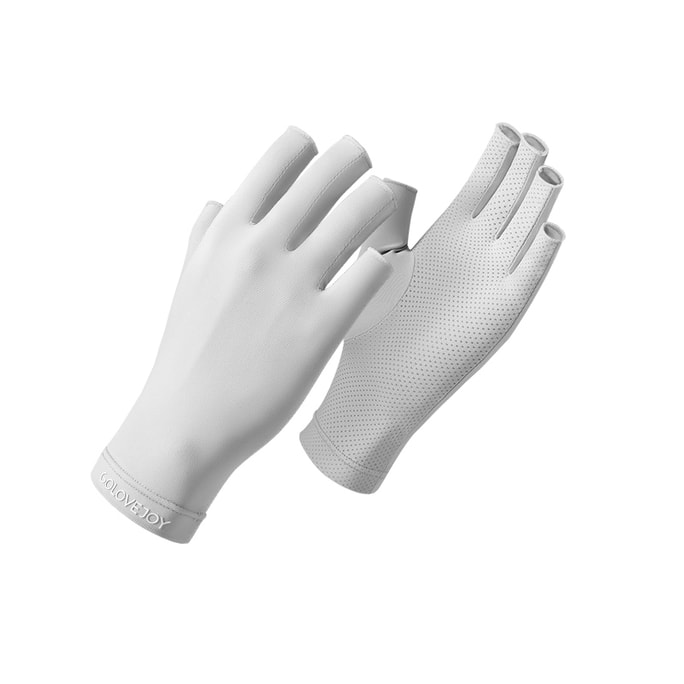 Sunscreen Half Finger Gloves Hyaluronic Acid Skin Friendly Breathable Gray