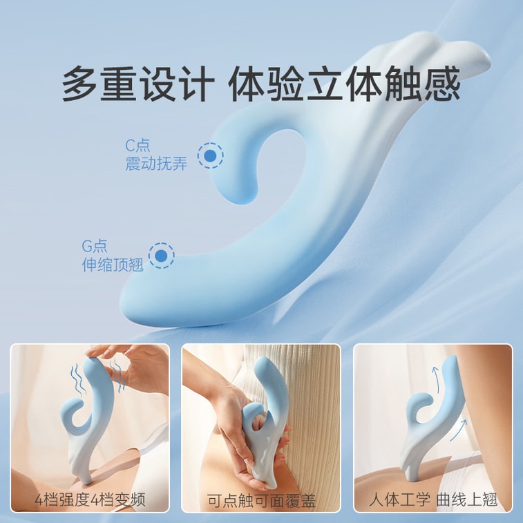 OSURGING Thrusting Rabbit Vibrator, Clitoral Stimulator & G-Spot Thruster Dual Stimulation, 8 Intensities & 4 Patterns (Blue/White) 4