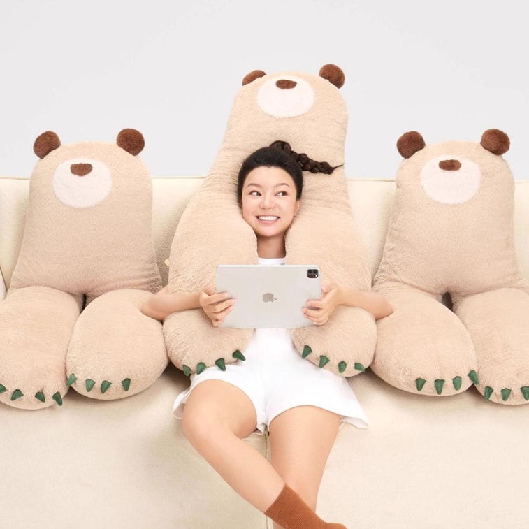 저스트 칠 베어 허그 시리즈, 수면 자세 지지 베개, 베어 허그 베개, 회갈색, 115x48cm 4