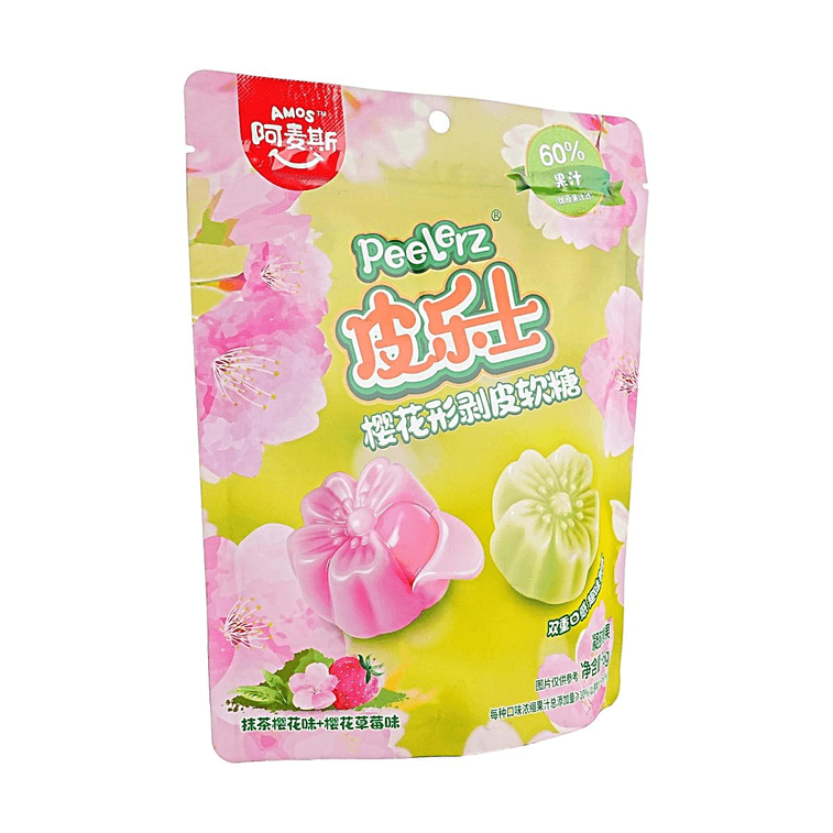 Sakura-Shaped Peelable Gummy Candy, Matcha Sakura + Sakura Strawberry Flavor, 3.39 oz 【Sakura Season Limited Edition】 5