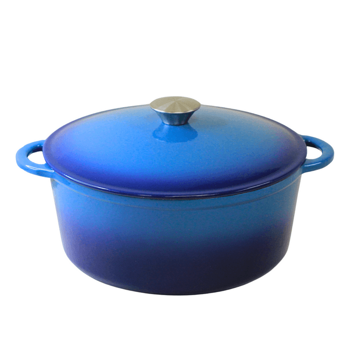 4.5 Quart Enameled Cast Iron Dutch Oven - Blue - Kitchen Essentials - Perfect for Bread Baking, Braising, Marinating & Slow Cooking - Features Moisture-Sealing Lid & Dual Handles