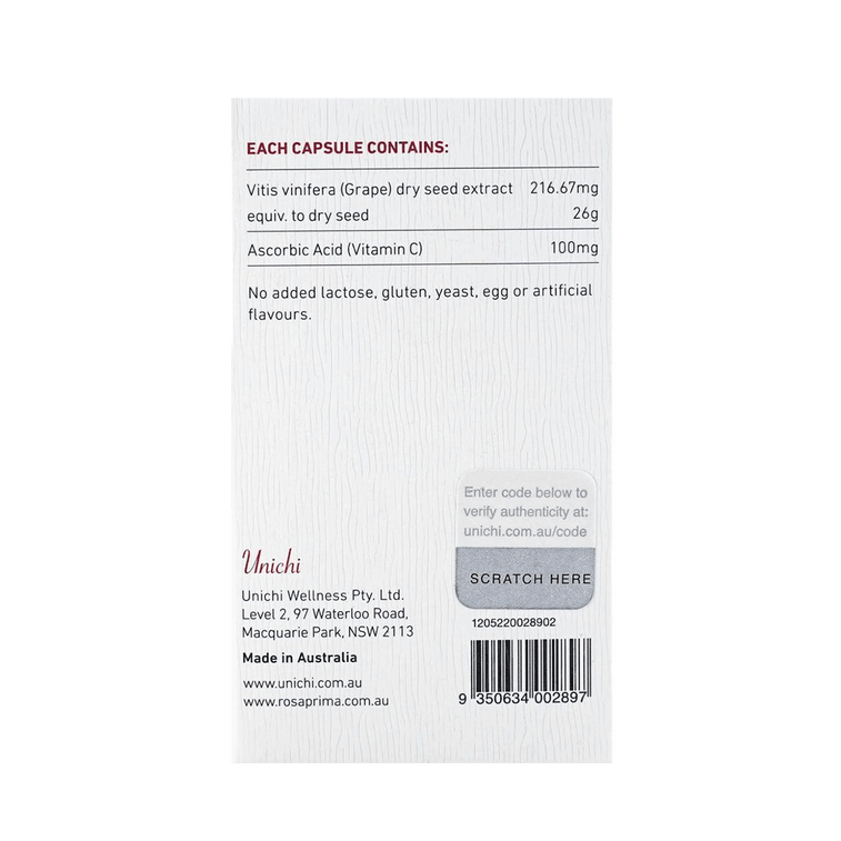 澳洲UNICHI 新版黑葡萄籽粉净化胶囊 原花青素 维生素抗糖 素食胶囊 60粒*3 减少自由基 增加胶原蛋白 守护身体健康【3份超值装】【养护唤醒年轻肌】 7