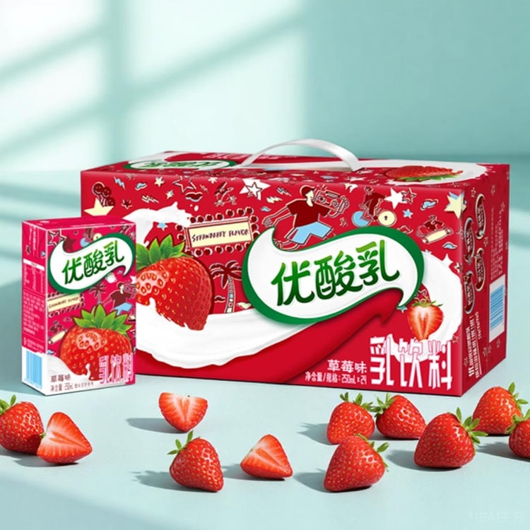 Yili Group Youngfun Dairy Drink,Strawberry Flavor,8.75 fl oz*6pc