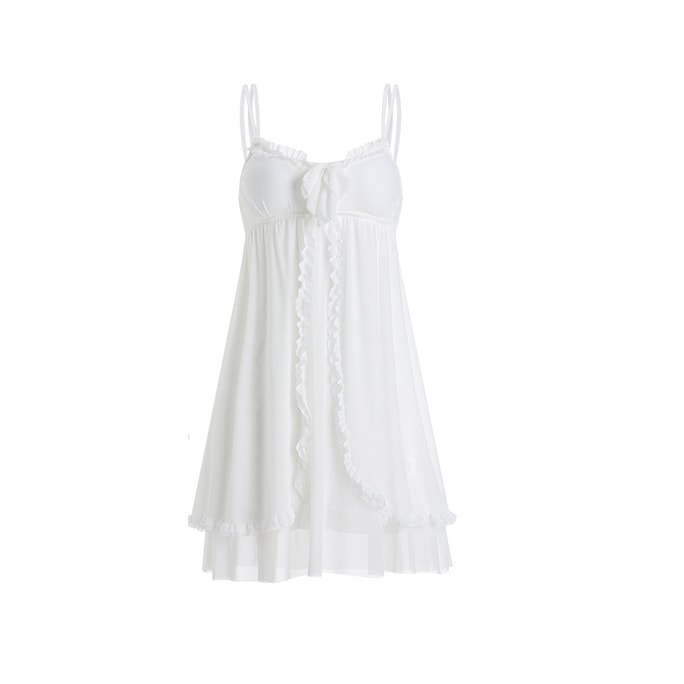Sexy Mesh Suspender Nightdress M Size White (Nightdress)