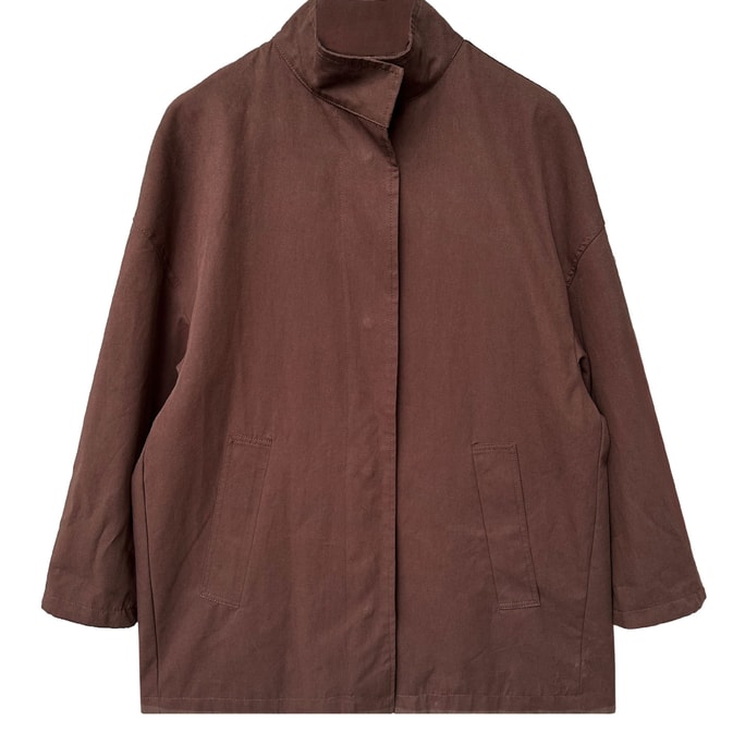 Spring New High-End Stand Collar Jacket In Coffee Color L