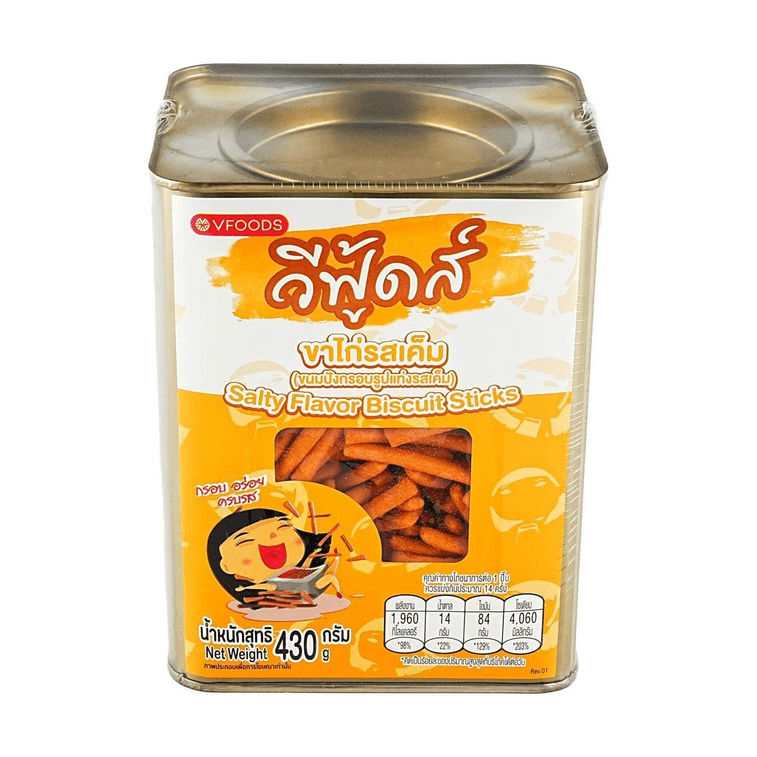 泰國VFOODS 鹹香餅乾棒 罐裝 430g【泰國超人氣零食伴手禮】 4