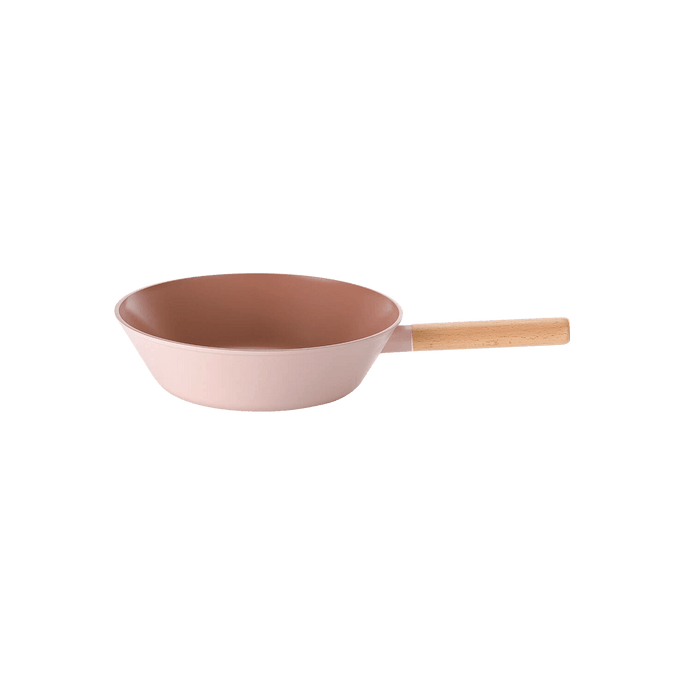 CLASSIC Pink Wok with Wooden Handle 28cm