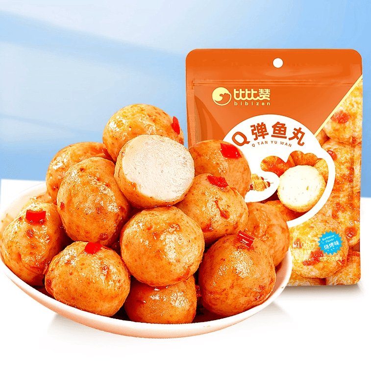 比比赞 Q弹鱼丸鱼糜海味零食 烧烤味*1袋10小包100g 4