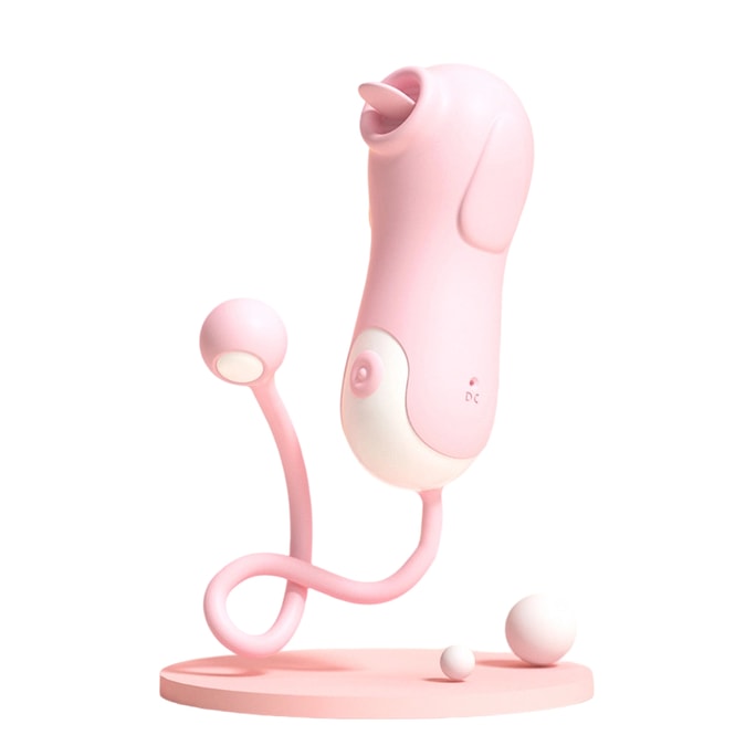 Cute pet flirting, jumping egg, female masturbation device, adult equipment, 10-frequency multi-vibration tongue licking massage, fun, pink one-piece set