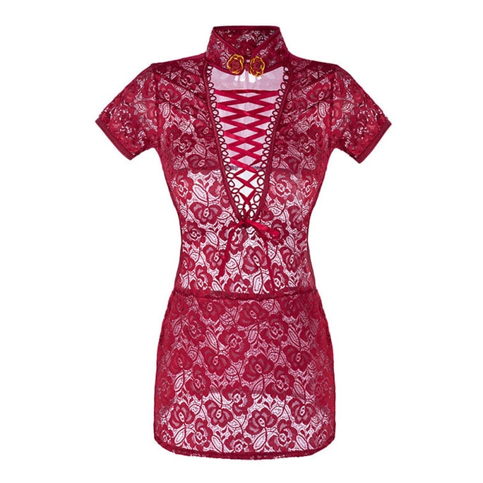 Sexy Underwear Lace Up Cheongsam Red One Size
