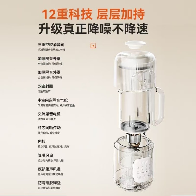 摩動 1200ML 豆漿機【12葉鋒利精鋼刀 破壁無死角】破壁免過濾【新升級微壓三層悶香 豆香更濃鬱+38分貝柔音】免濾便攜款豆漿機破壁機【自動清洗 懶人福音】110v 毫升大容量】 1200毫升 4