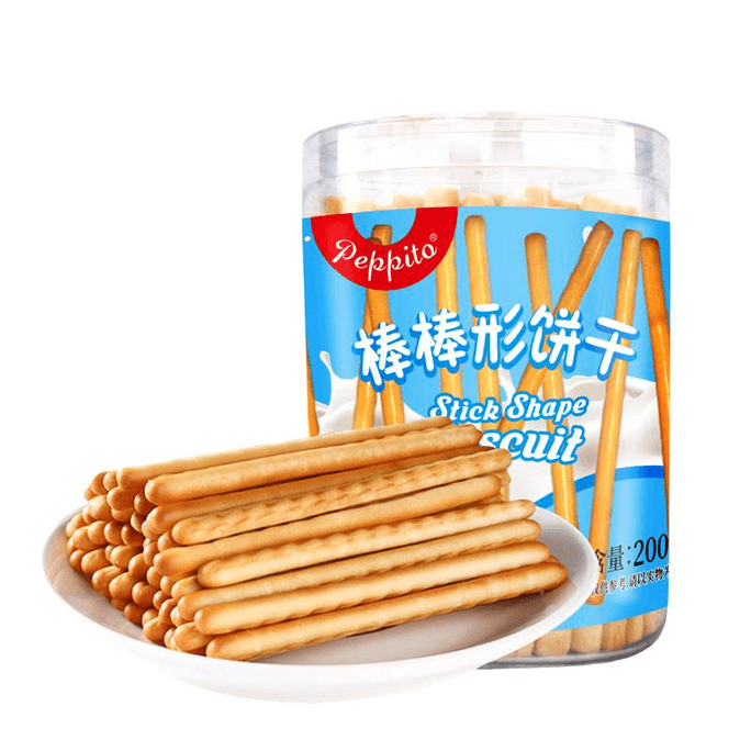 Peppito Milk Flavored Stick Shaped Finger Biscuits Teeth Grinding 200g * 1 Can