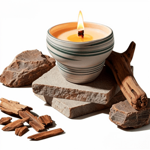 FuLau クリスマスと新年のクリエイティブギフト：植物由来の香り付きキャンドルギフトセット [木と砂] 中国の美学、景徳鎮の手作り容器、無形文化遺産の焦がし工芸、レモン、樟脳、ヒノキ、杉、8オンス