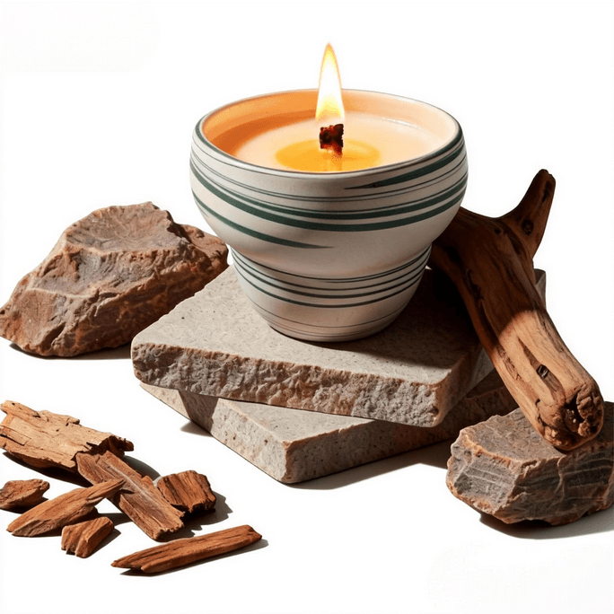 FuLau 福缭 圣诞新年创意礼物 植物香薰蜡烛礼盒 【木· 察砂】中式美学 景德镇纯手工容器 非遗绞胎工艺 柠檬 香樟 柏木 雪松 8oz