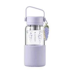 Portable Glass Tea Bottle, 630ml, Purple Wisteria CD1009