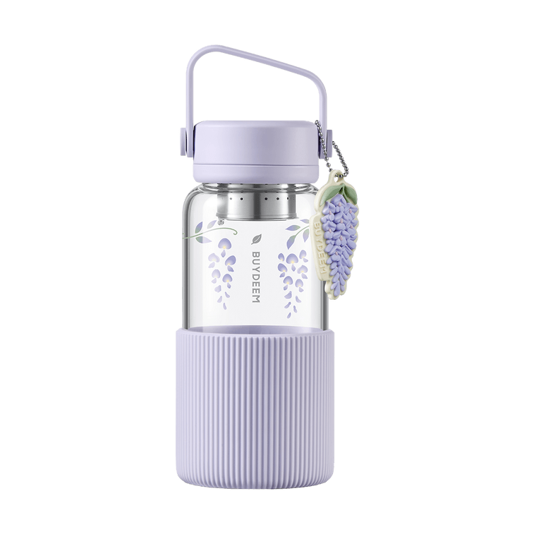 Portable Glass Tea Bottle, 630ml, Purple Wisteria CD1009 8