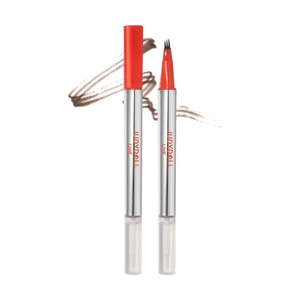 JUDYDOLL橘朵 橘標雙頭三叉水眉筆+眉毛雨衣筆 18H持久不脫色 防水防汗防暈防蹭野生眉 0膠感黏感 下睫毛臥蠶眼線髮際線 #02 深棕色 適合偏灰/深棕髮色