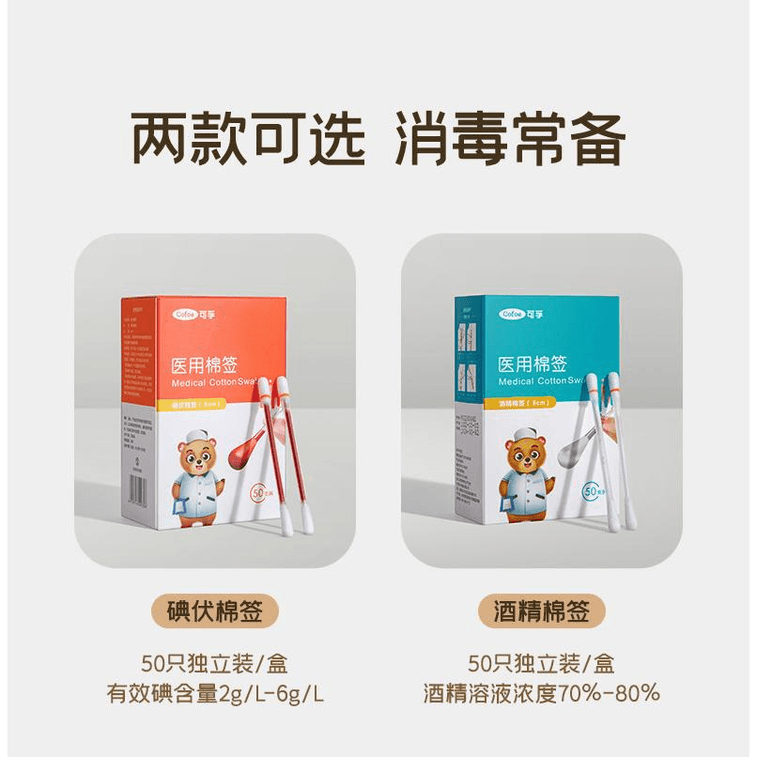 Kefu Iodine Swabs, Cotton Swabs, Disposable Iodine Solution,Disinfectant Iodine Swabs, 50 Sticks * 1 Box 3