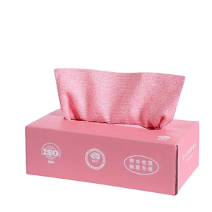 [중국 직배송] Yuejia Home Furnishings 일회용 두꺼운 세탁 가능 주방용 접시 천, 건식 및 습식 사용, 풀아웃 타입, 벚꽃 핑크, 20매, 20*20cm*1상자